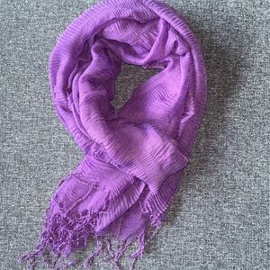 Purple Textured sheer scarf or wrap with fringe